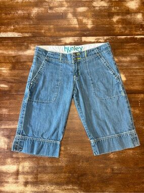 Vintage Hurley Y2K Denim Utility Long Shorts - Size 3